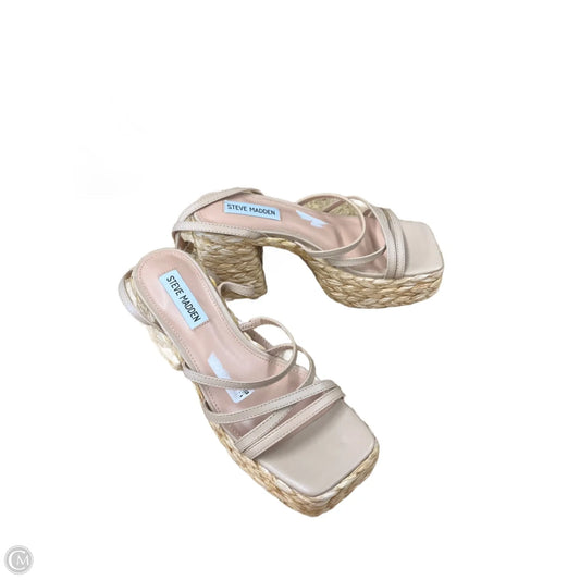 Sandals Heels Block By Steve Madden In Beige, Size: 6.5