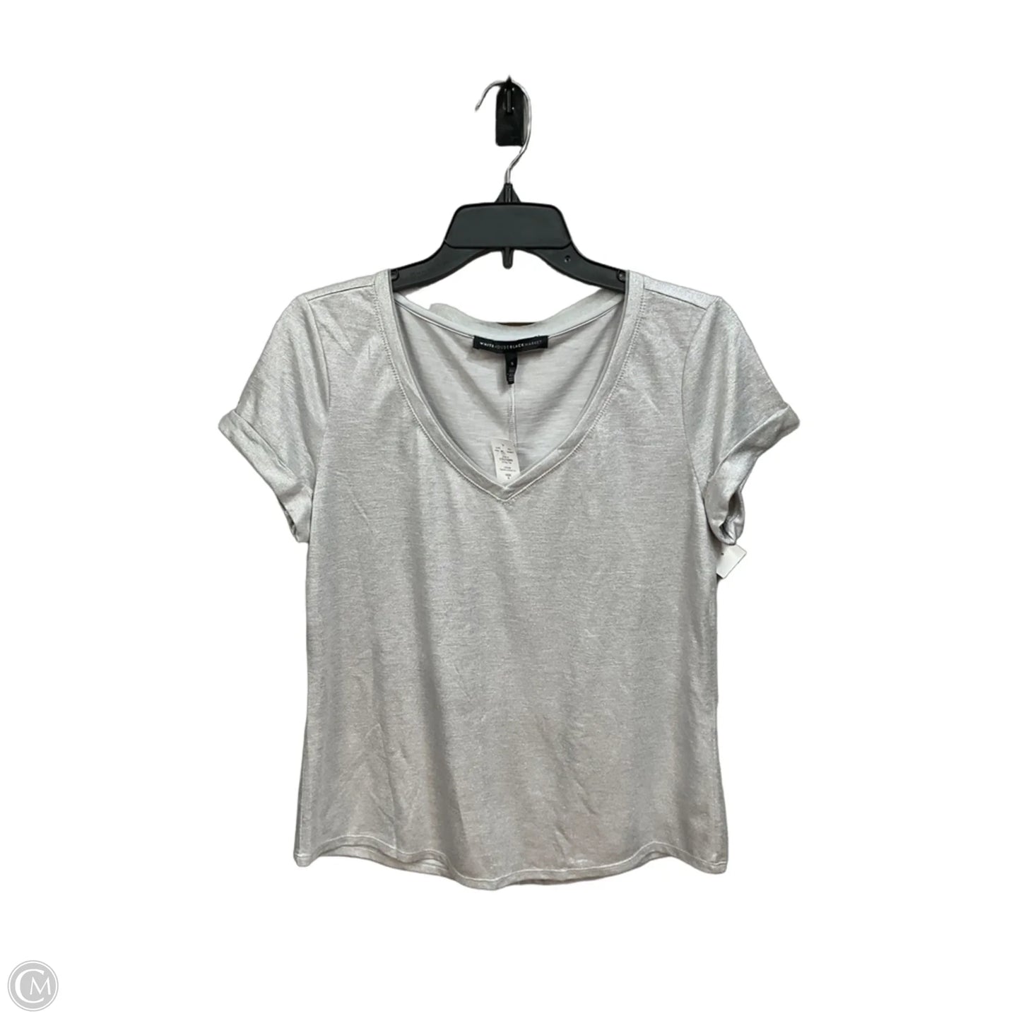 Top Short Sleeve By White House Black Market In Silver, Size: S