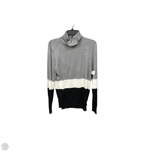 Top Long Sleeve By Calvin Klein In Black & Grey, Size: L