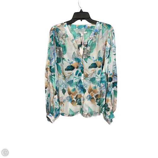 Blouse Long Sleeve By Chicos In Floral Print, Size: Xl