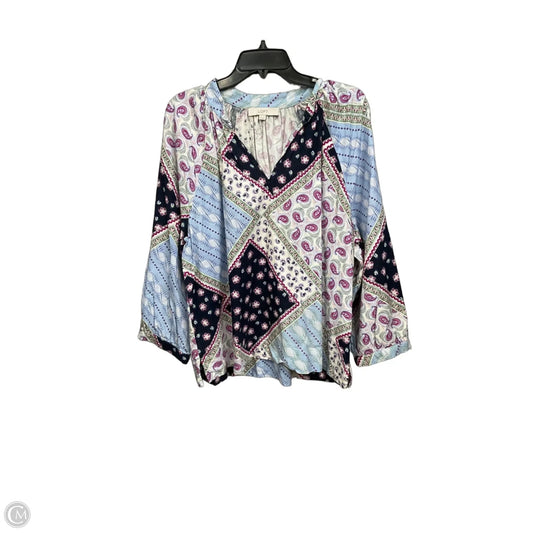 Blouse Long Sleeve By Loft In Multi-colored, Size: Xl
