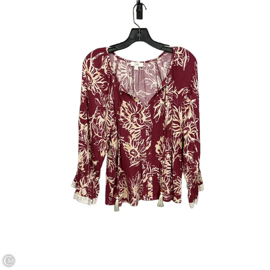 Blouse Long Sleeve By Oddi In Maroon, Size: L