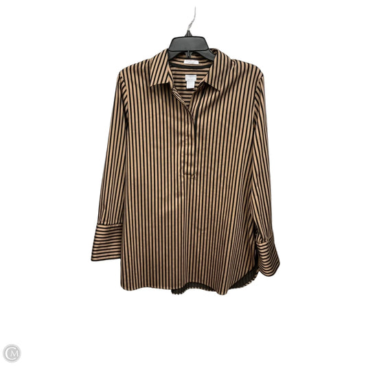 Blouse Long Sleeve By Chicos In Striped Pattern, Size: M