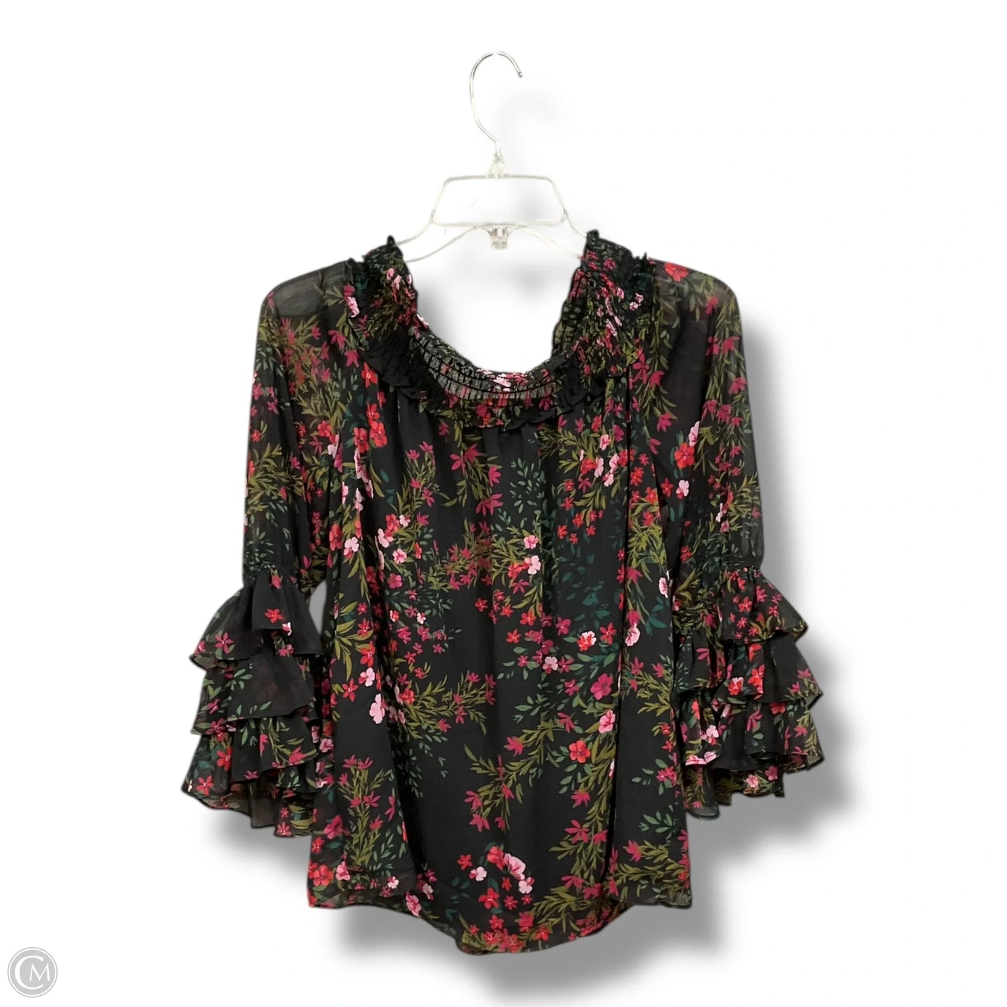 Blouse Long Sleeve By Cece In Floral Print, Size: L