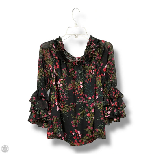 Blouse Long Sleeve By Cece In Floral Print, Size: L
