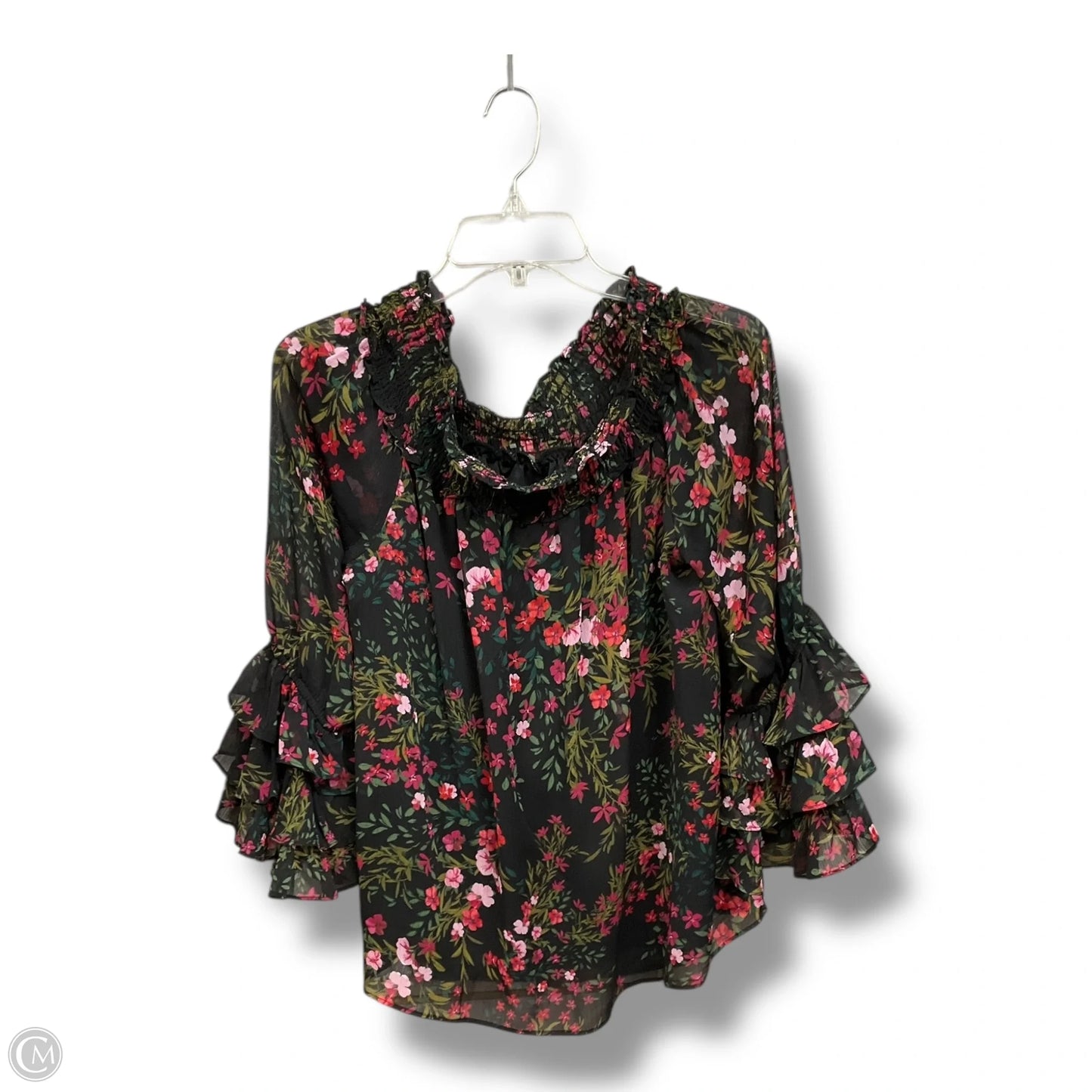 Blouse Long Sleeve By Cece In Floral Print, Size: L