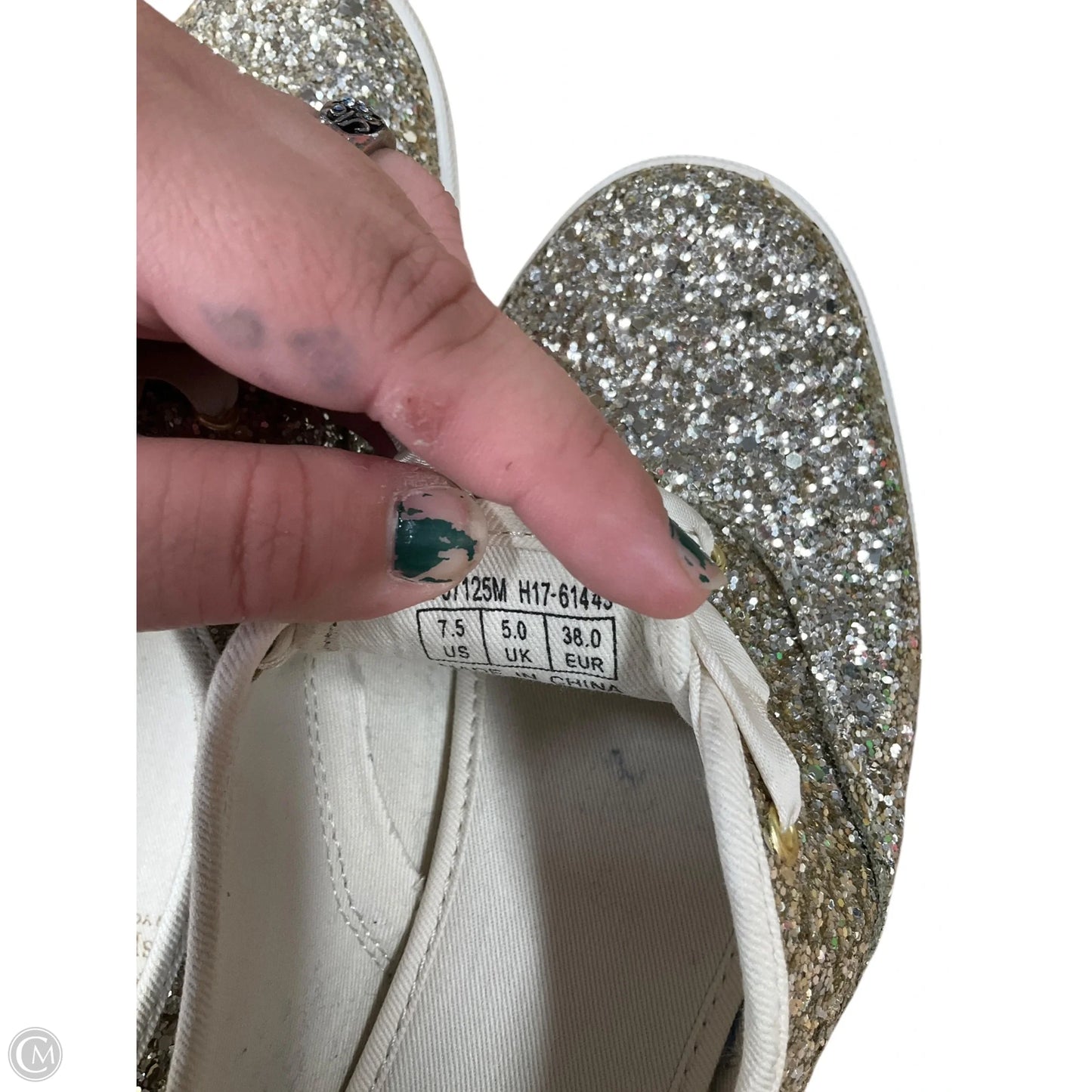 Shoes Designer By Kate Spade In Silver, Size: 7.5