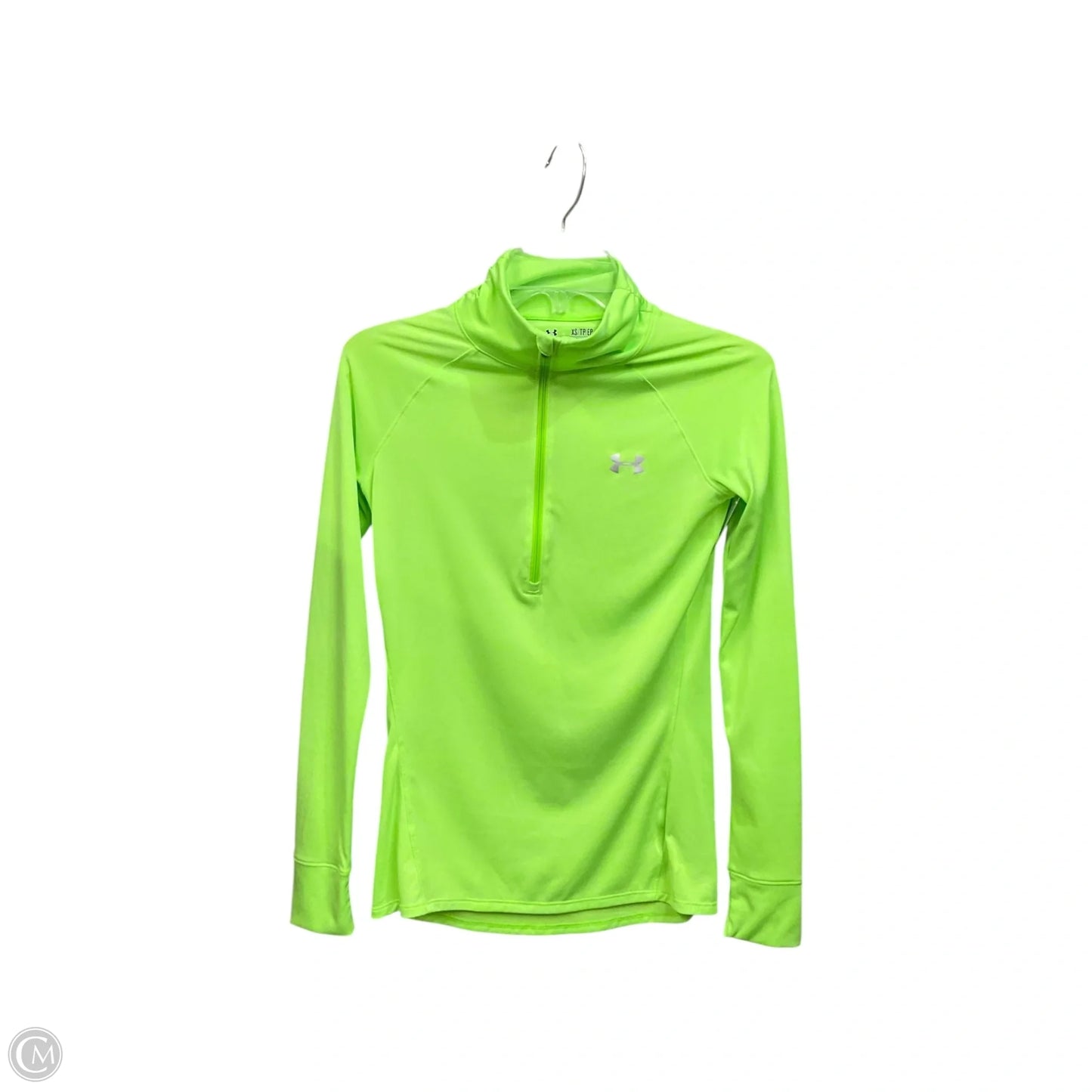 Athletic Top Long Sleeve Collar By Under Armour In Green, Size: Xs