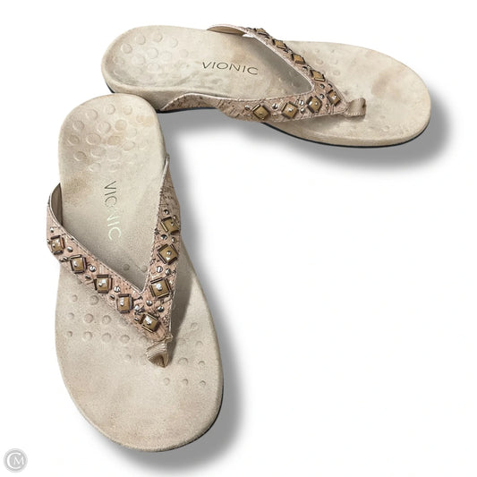Sandals Flip Flops By Vionic In Tan, Size: 8