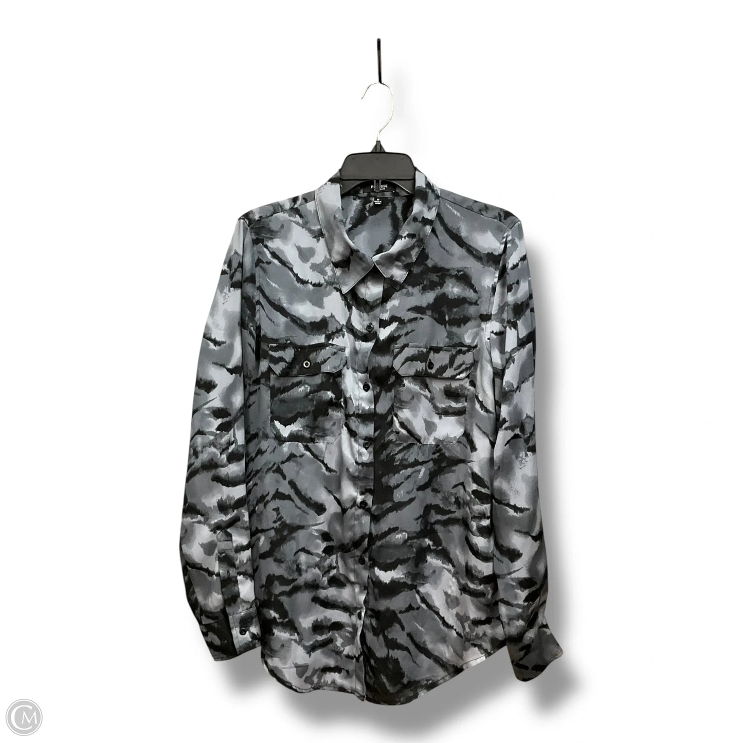 Blouse Long Sleeve By Premise Studio In Grey, Size: L