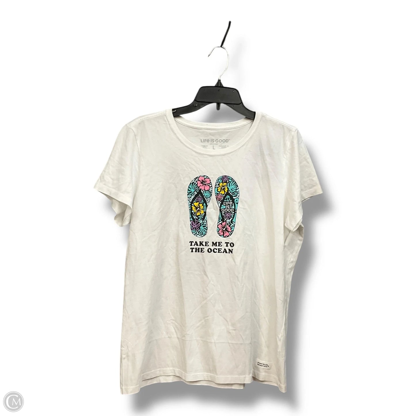 Top Short Sleeve Basic By Life Is Good In White, Size: L
