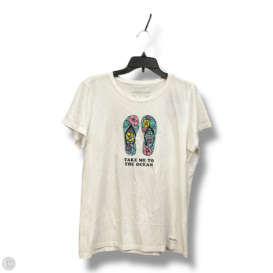 Top Short Sleeve Basic By Life Is Good In White, Size: L