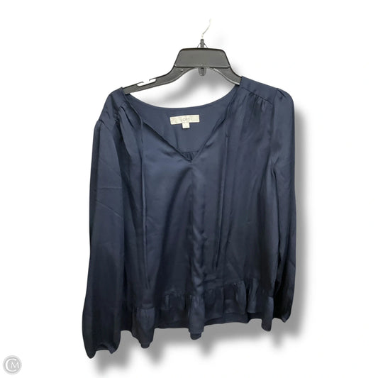 Blouse Long Sleeve By Loft In Navy, Size: L