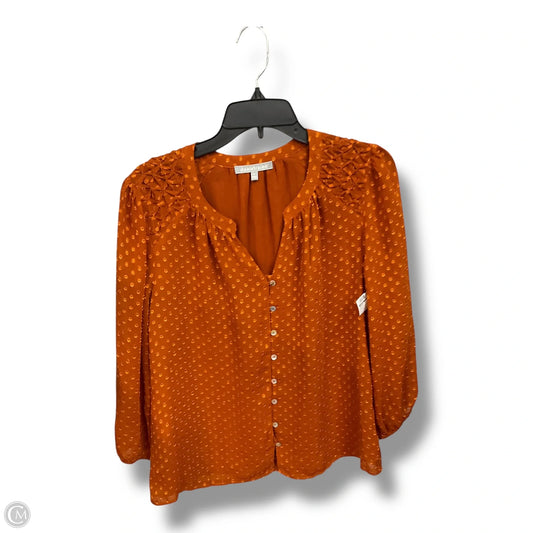 Blouse Long Sleeve By Daniel Rainn In Orange, Size: M