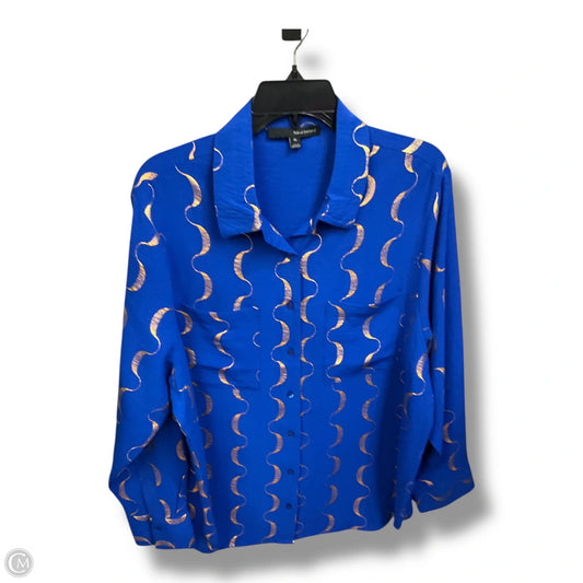 Blouse Long Sleeve By Harve Bernard In Blue, Size: Xl