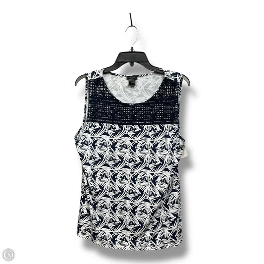 Top Sleeveless By Ann Taylor In Blue & White, Size: L