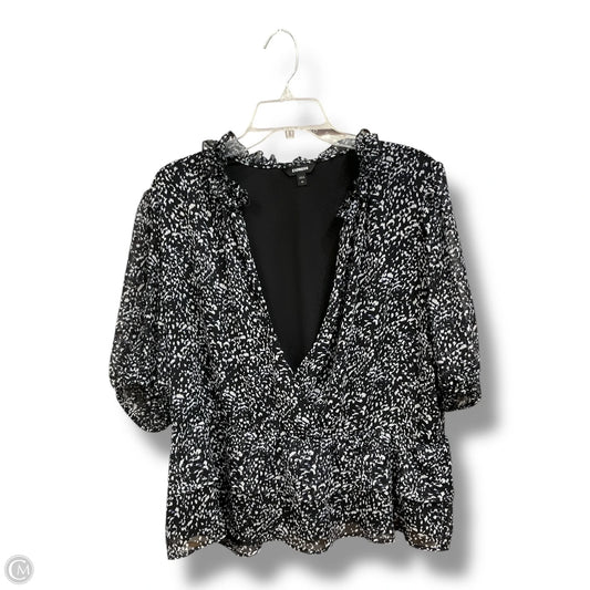 Blouse Short Sleeve By Express In Blue & White, Size: Xl
