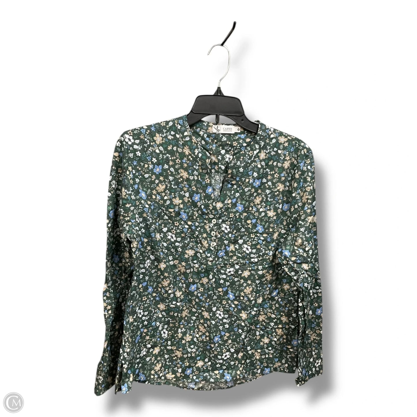 Blouse Long Sleeve By Carve Designs In Green, Size: S