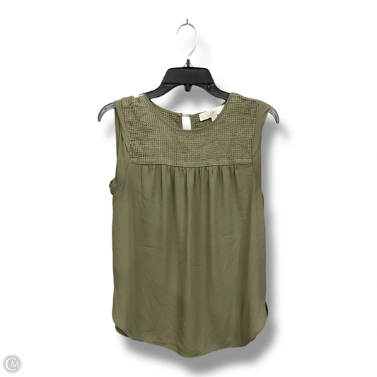 Top Sleeveless By Loft In Green, Size: S