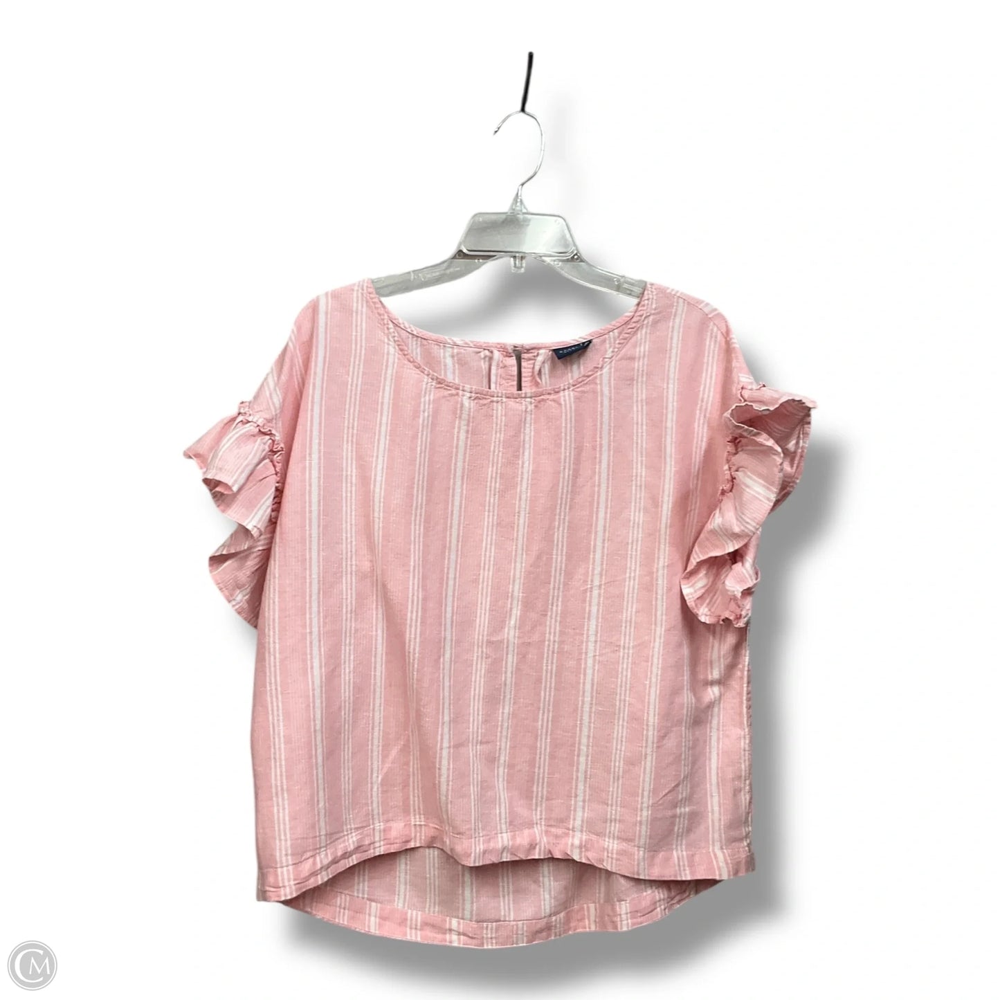 Top Short Sleeve By Kaari Blue In Striped Pattern, Size: Xl