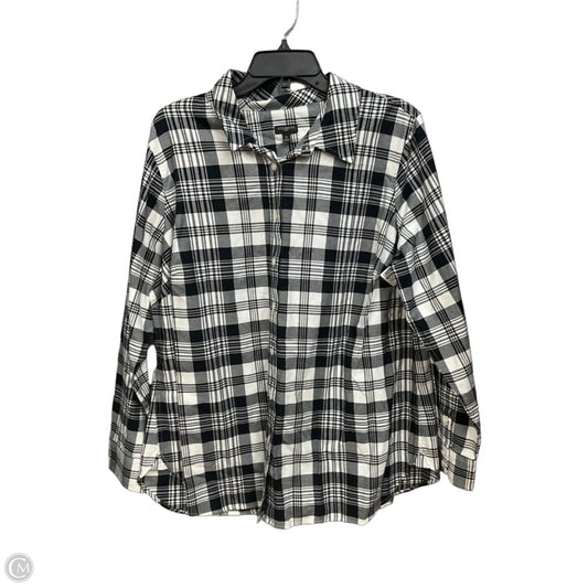 Top Long Sleeve By Talbots In Plaid Pattern, Size: 1x