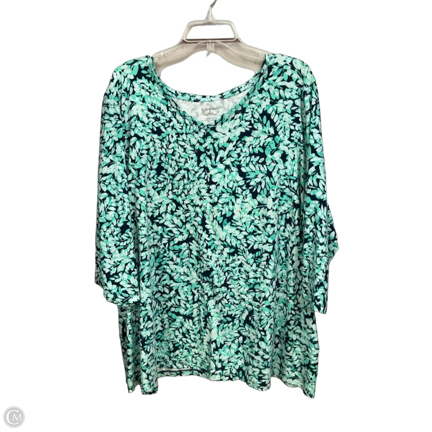 Top 3/4 Sleeve By Catherines In Floral Print, Size: 2x