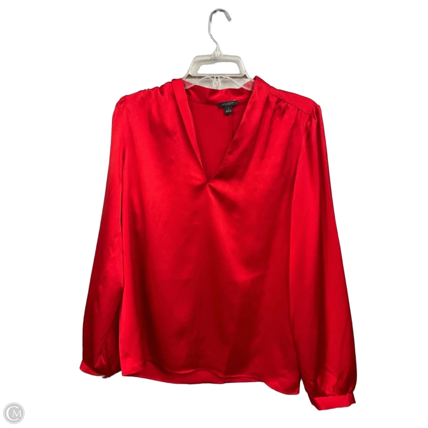 Blouse Long Sleeve By Ann Taylor In Red, Size: M