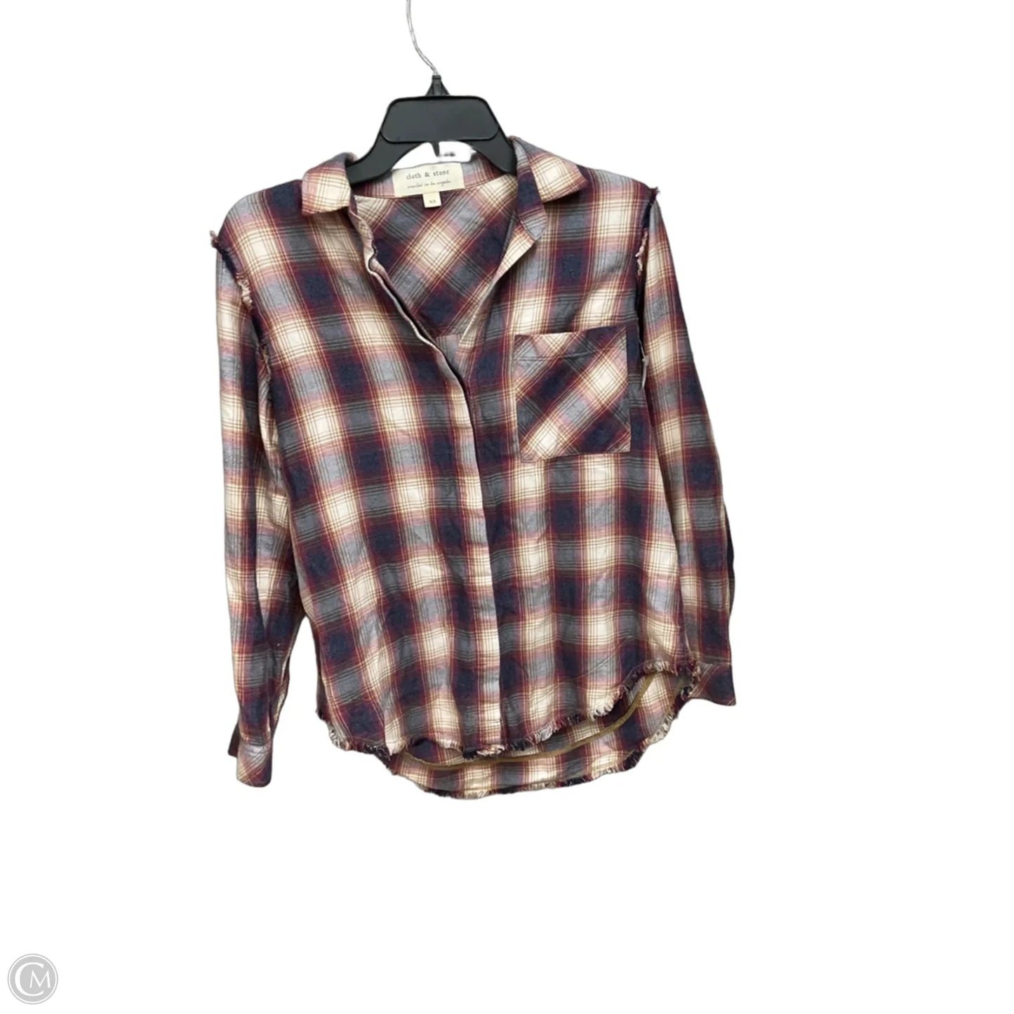 Top Long Sleeve By Cloth And Stone In Plaid Pattern, Size: Xs
