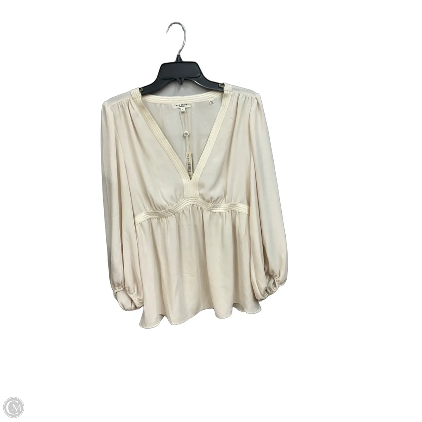 Top Long Sleeve By Max Studio In Cream, Size: L