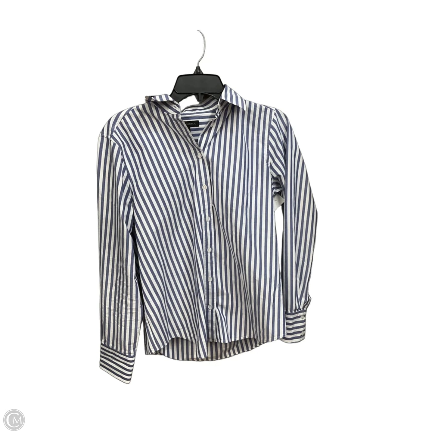 Blouse Long Sleeve By Banana Republic In Striped Pattern, Size: M