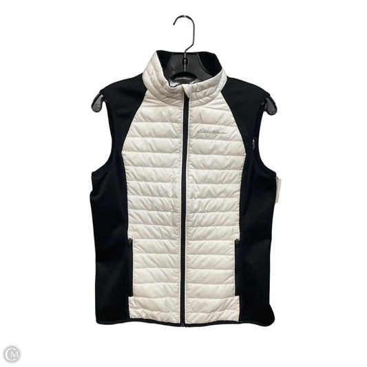 Vest Puffer & Quilted By Eddie Bauer In Black & White, Size: M