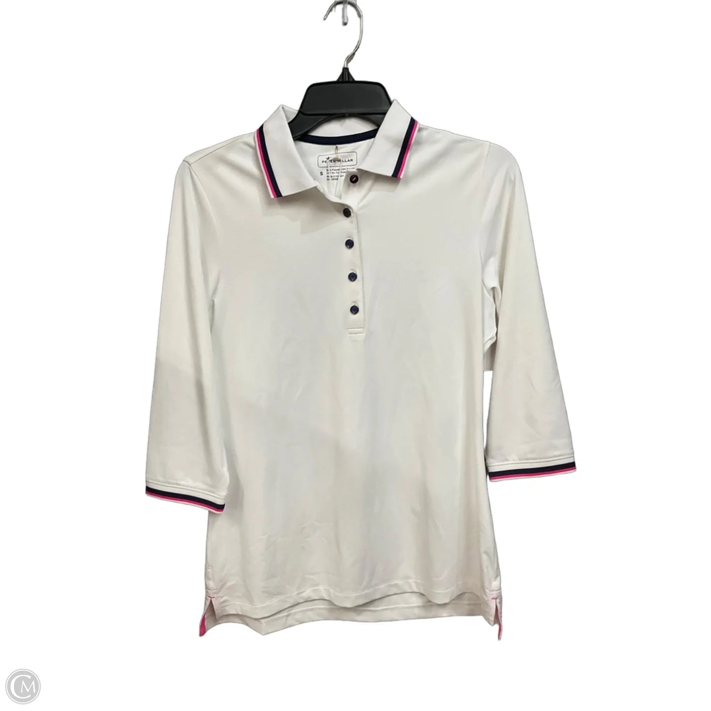 Athletic Top Long Sleeve Collar By Peter Millar In White, Size: S