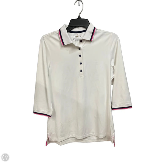 Athletic Top Long Sleeve Collar By Peter Millar In White, Size: S