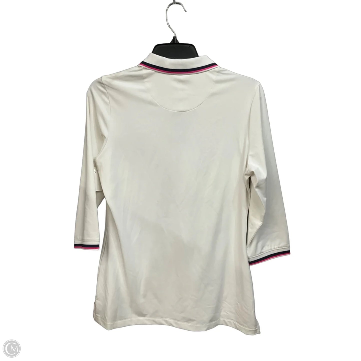Athletic Top Long Sleeve Collar By Peter Millar In White, Size: S