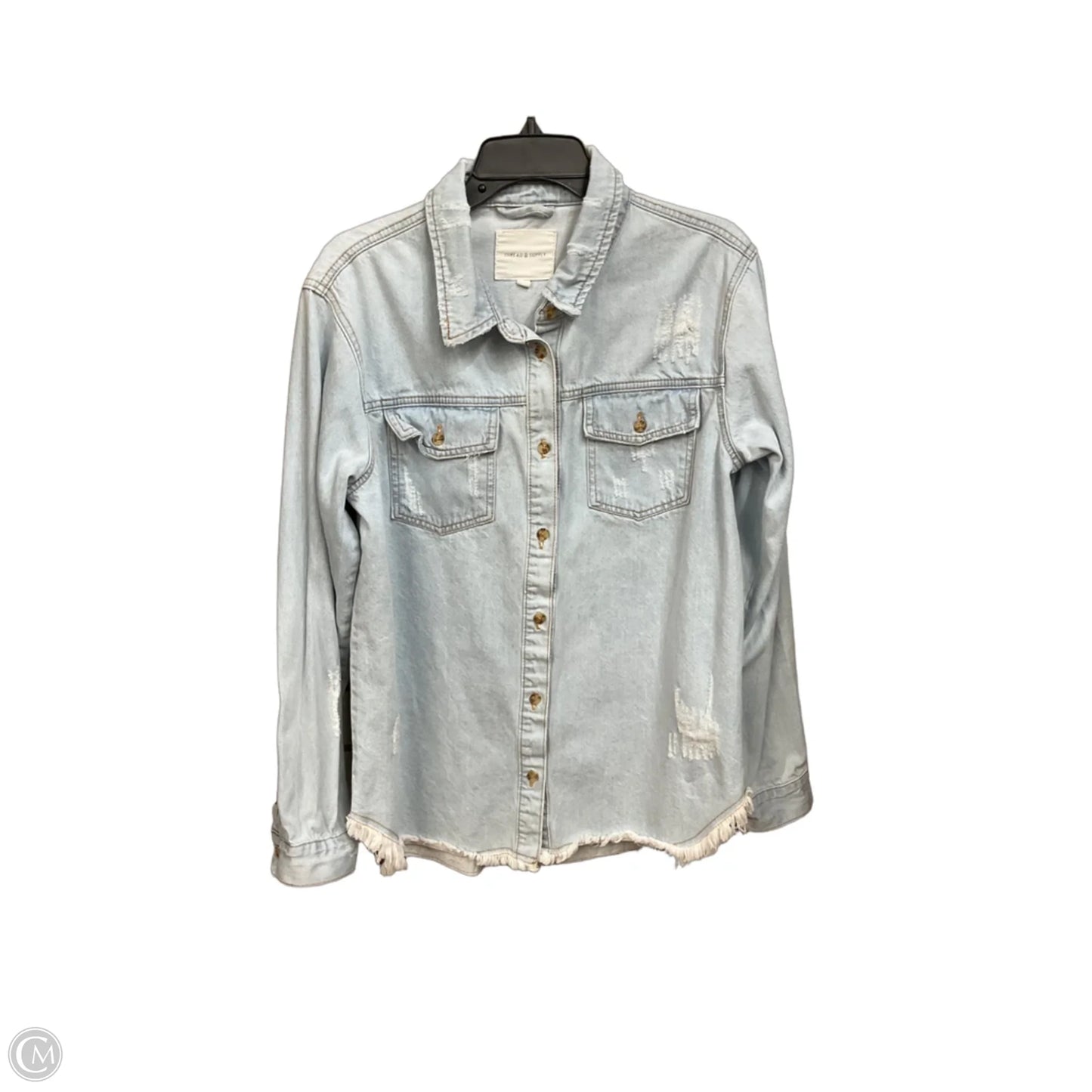 Jacket Shirt By Thread And Supply In Blue Denim, Size: M