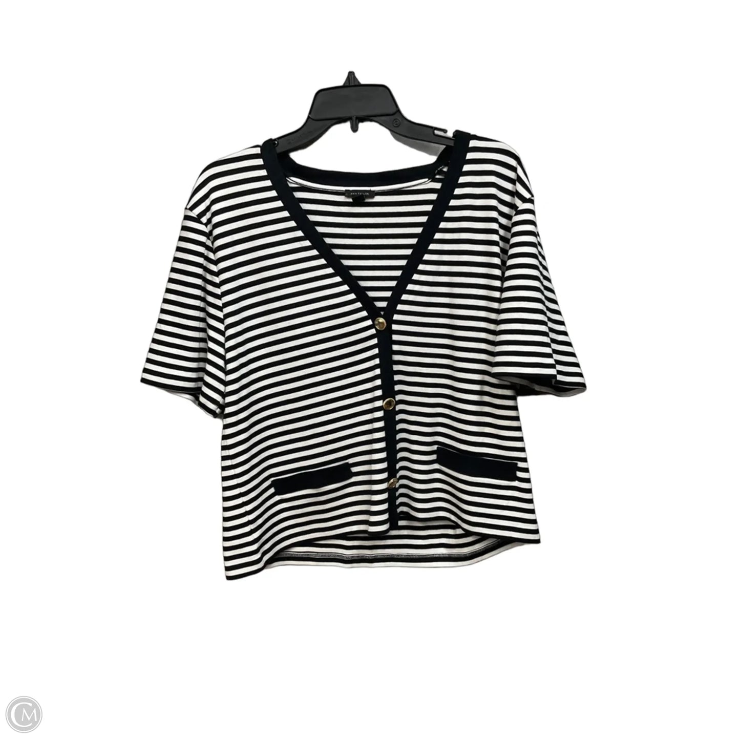 Top Short Sleeve By Ann Taylor In Striped Pattern, Size: L