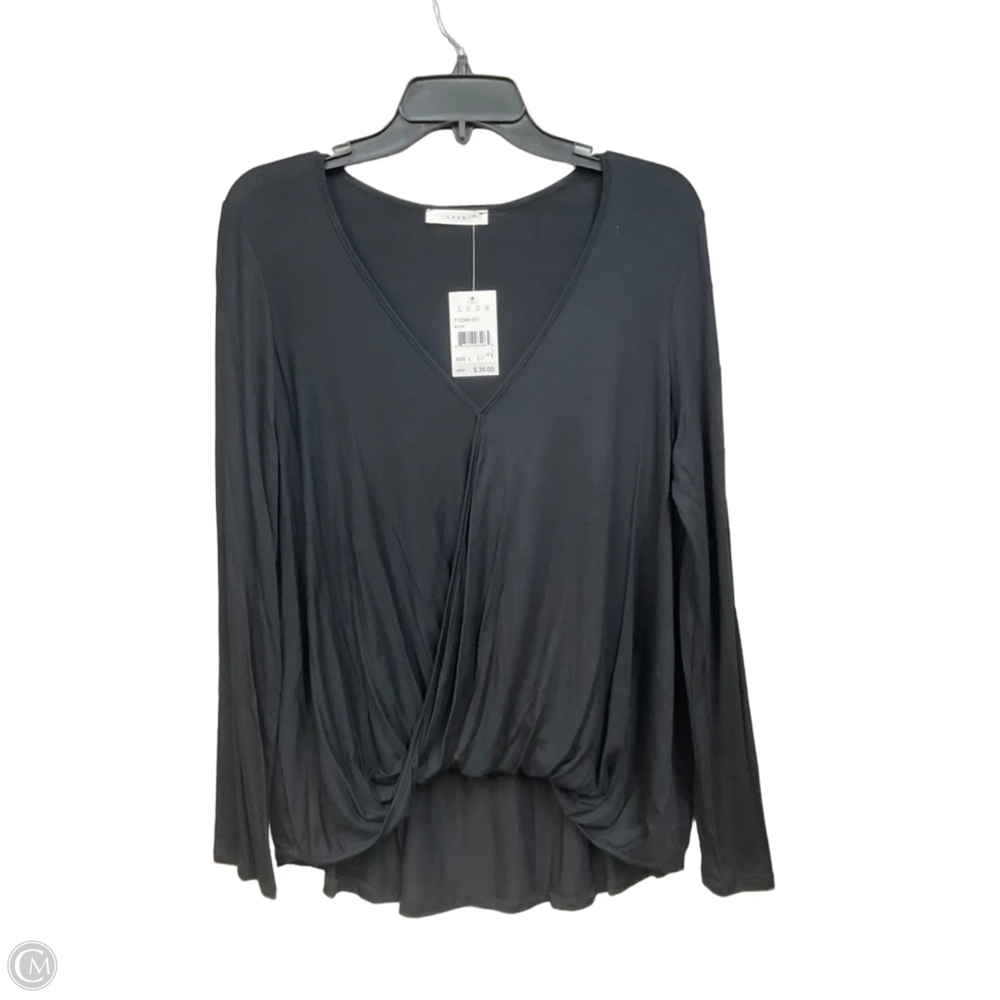 Top Long Sleeve Basic By Lush In Black, Size: L