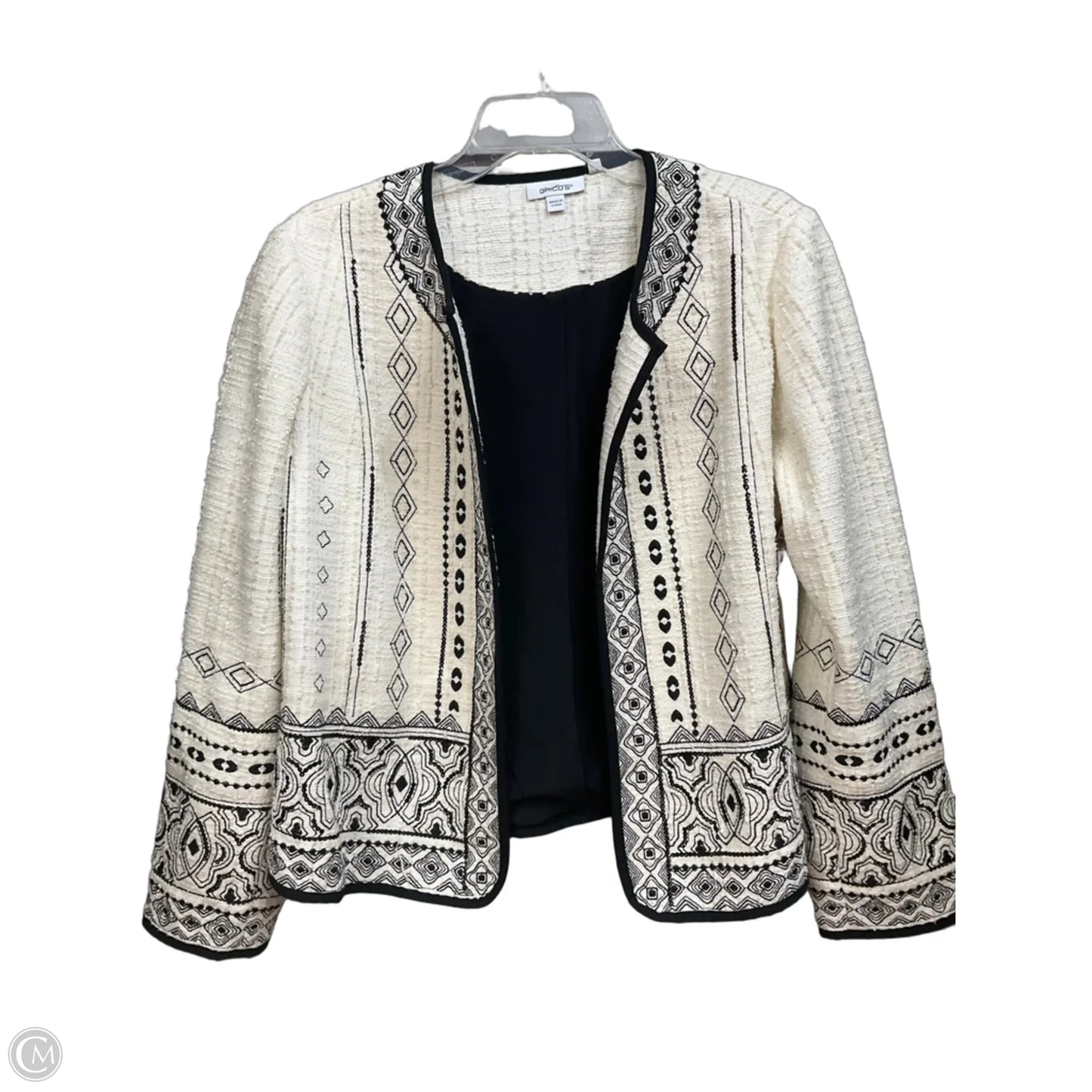 Blazer By Chicos In Black & Cream, Size: L