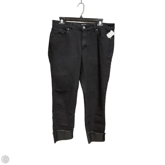 Jeans Straight By Loft In Black Denim, Size: 12