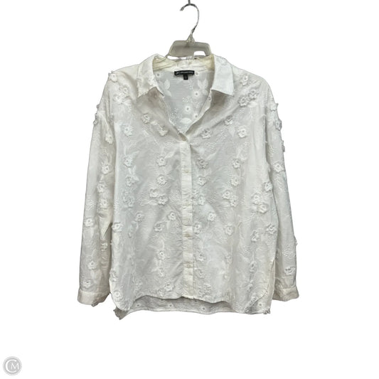 Top Long Sleeve By Adrianna Papell In White, Size: L