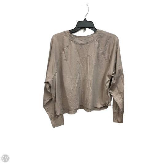 Athletic Top Long Sleeve Crewneck By Ypb In Tan, Size: L