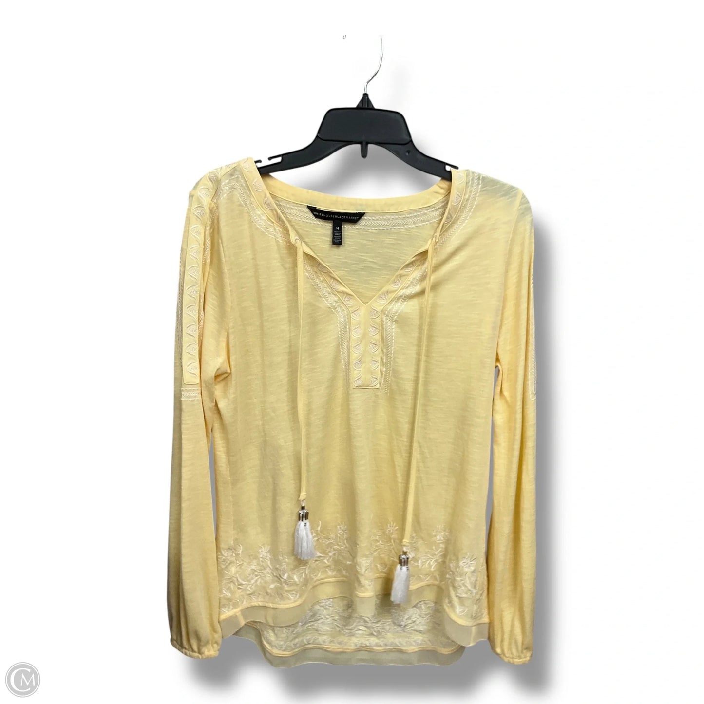 Top Long Sleeve By White House Black Market In Yellow, Size: M