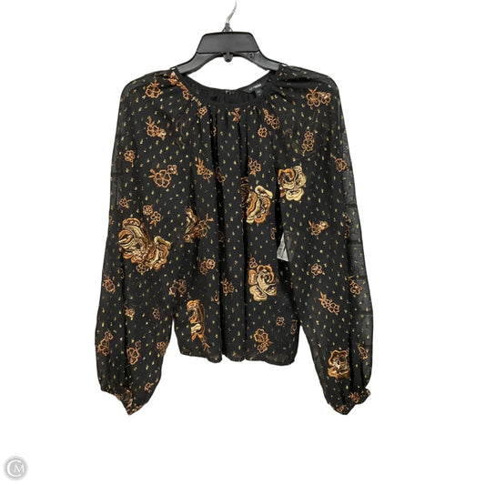 Top Long Sleeve By Express In Black & Gold, Size: S
