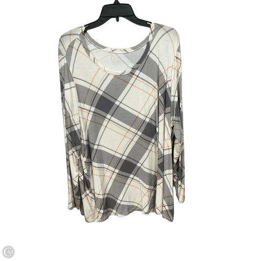 Top Long Sleeve By 24/7 In Plaid Pattern, Size: 3x