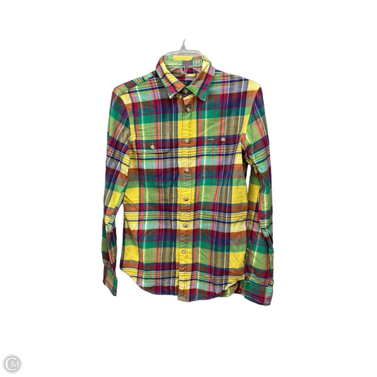 Top Long Sleeve By Polo Ralph Lauren In Plaid Pattern, Size: M