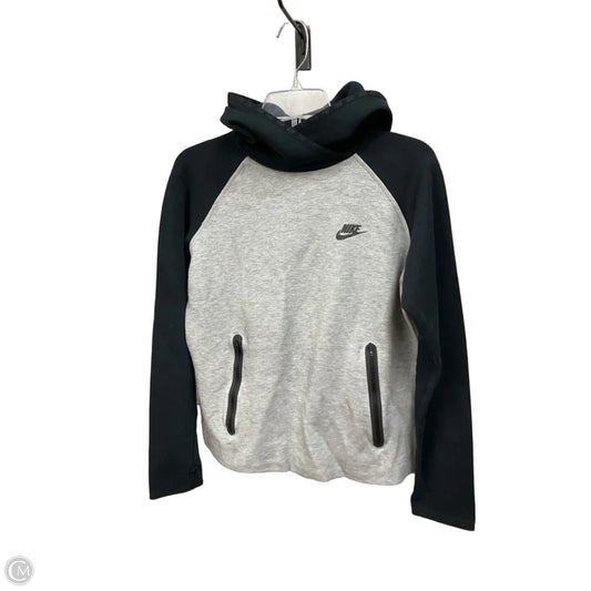 Athletic Sweatshirt Hoodie By Nike Apparel In Black & Grey, Size: L