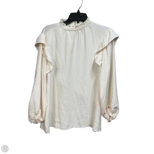 Blouse Long Sleeve By Ann Taylor In White, Size: L