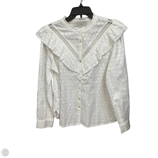 Blouse Long Sleeve By Loft In White, Size: S