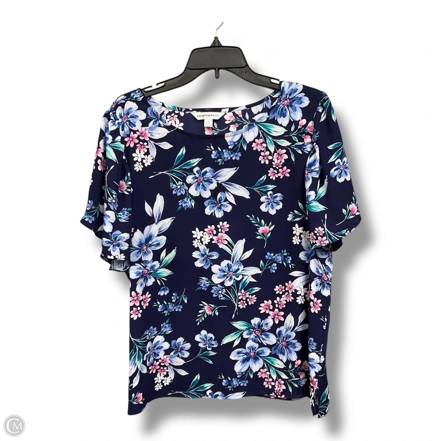 Blouse Short Sleeve By Counterparts In Floral Print, Size: Xl