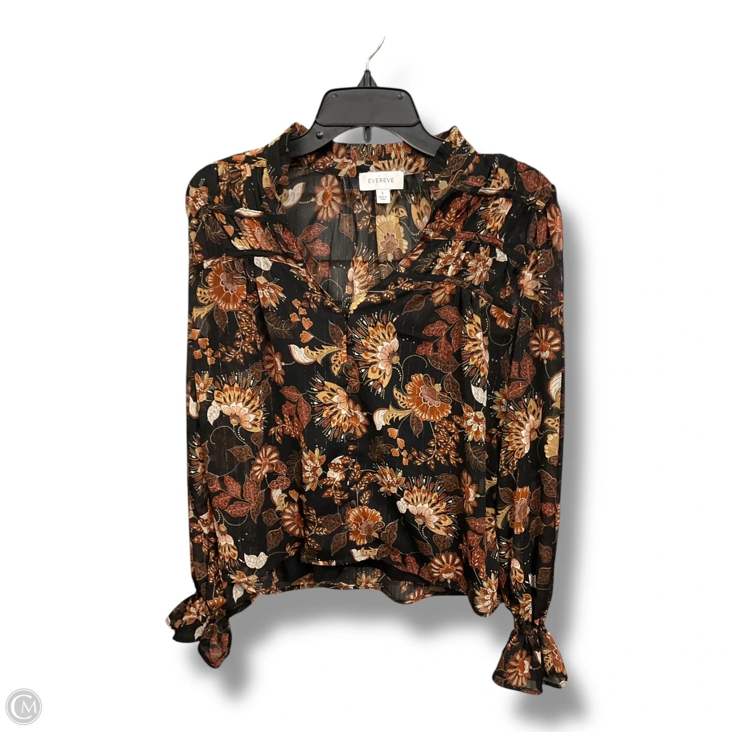 Blouse Long Sleeve By Evereve In Floral Print, Size: S